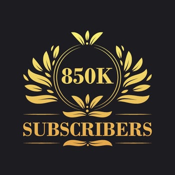 850K Subscribers celebration design. Luxurious 850K Subscribers logo for social media subscribers vector