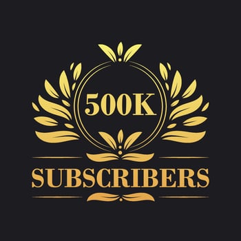500K Subscribers celebration design. Luxurious 500K Subscribers logo for social media subscribers vector