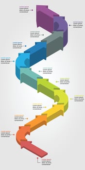 timeline arrow ladder step chart template for infographic for presentation for 12 element vector