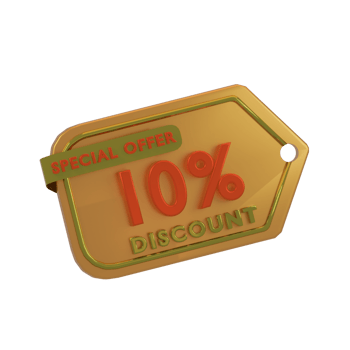 icon discount 3d render with orange color png