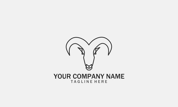 Sheep logo design. Vector Icon Of A Ram With Long Horns. Modern Sheep Logo Template.