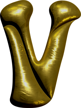 Shiny gold balloon metallic letter V capital. png