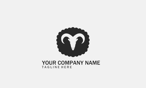 Sheep logo design. Vector Icon Of A Ram With Long Horns. Modern Sheep Logo Template.