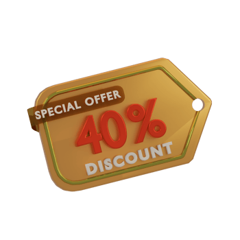icon discount 3d render with orange color png