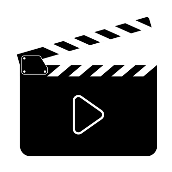 clapper board with play button png