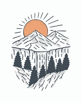Nature outdoor and mountains vintage illustration vector