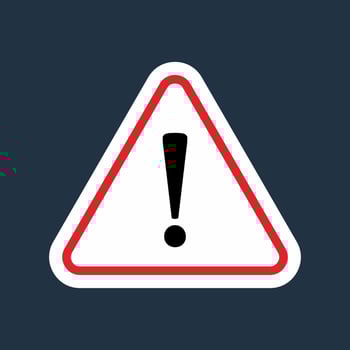 Exclamation mark sign in red triangle. Stock illustration Vector icon