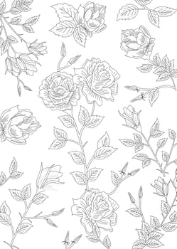 Beautiful floral art drawing style, call a Batik from Indonesia local culture, beautiful line art seamless pattern, find fill pattern on swatches vector