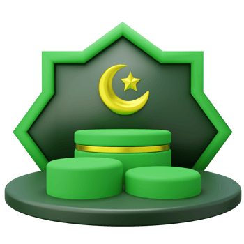 3D ramadan floated product podium decorated with islamic ornament background png