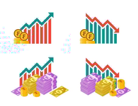 Swiss Franc Money Fluctuation Illustrations vector