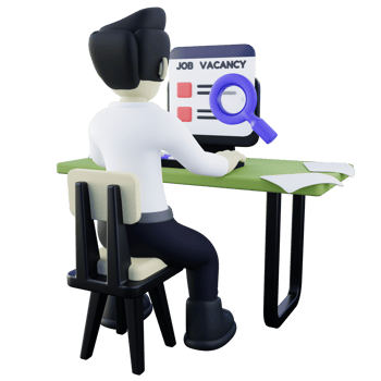 3d Illustration of Job Seeker Looking For Job Vacancy on His Computer png