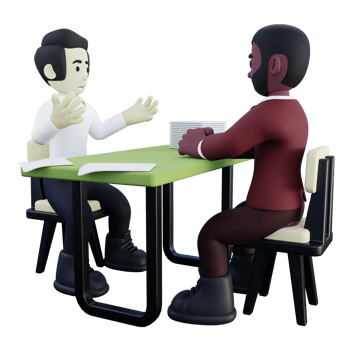 3d Illustration of HR Doing Job Interview with Employee Candidate png