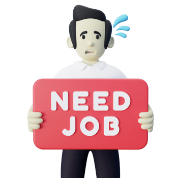 3d Illustration of Job Seeker Holding Need Job Banner png