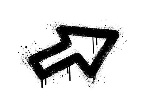 Spray painted graffiti Arrow sign. on black over white. Arrow drip symbol.  isolated on white background. vector illustration