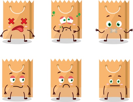 Grocery bag cartoon character with nope expression vector