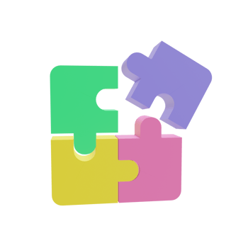 Puzzle business icon. 3d render png