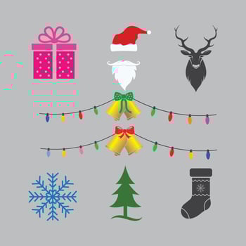 christmas icon set decoration vector illustration