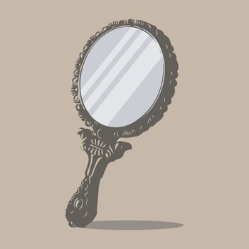 Vector vintage hand mirror with embossing