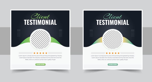 Modern and creative client testimonials or customer feedback social media post design vector