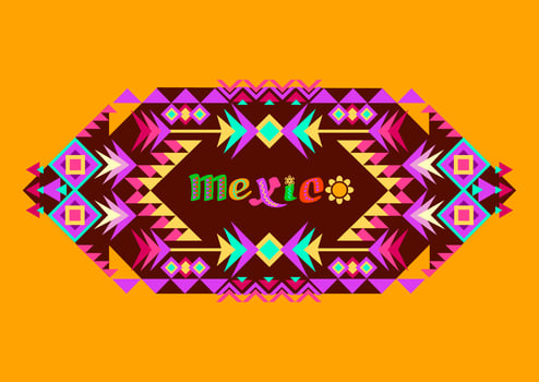 Tribal geometric ornament and decorated word Mexico. Aztec style. Vector. vector