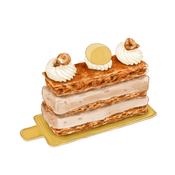 Watercolor Painting of Millefeuille, Dessert png