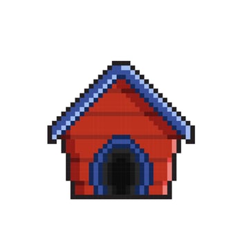 pet house in pixel art style vector