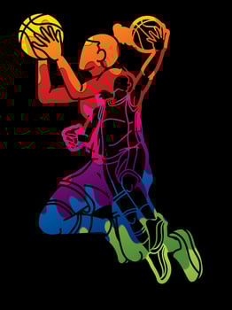 Graffiti Group of Basketball Women Players Mix Action vector