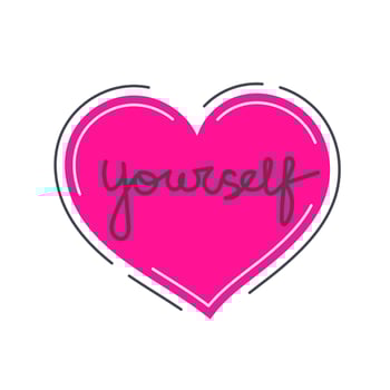 Love yourself heart inscription vector