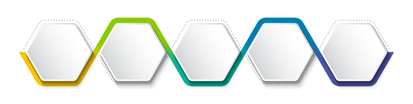 Business infographic template with step or option design. Infographics five options. Diagram with hexagons. png