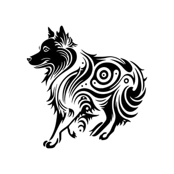 Ornamental vector illustration of an Australian Shepherd dog in tribal style. Great for t-shirt designs.