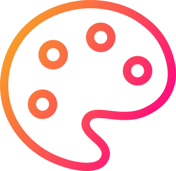 Palette icon in gradient colors. Art signs illustration. png