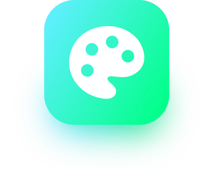 Palette icon in square gradient colors. Art signs illustration. png