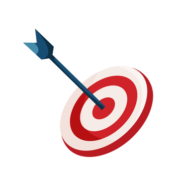 Archery target. Goal achieve concept png