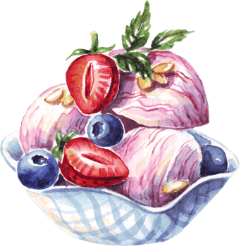 Ice cream. Watercolor clipart png