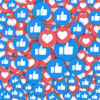 Vector like and love icons background. Social media vector illustration, like and love icons.