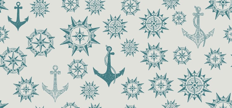 Compass Wind rose, Anchor, pattern, hand drawn Illustration. vector