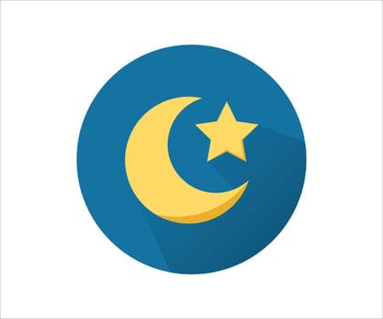 Islamic Stars And Moon Flat Vector Symbol