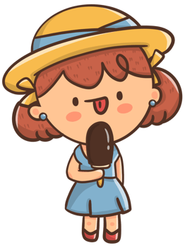 Cartoon illustration little girl happy and enjoy eating a delicious ice cream png