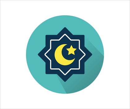 Islamic Shape And Moon Flat Vector Symbol
