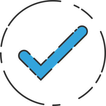 Approved check mark icon in flat style png