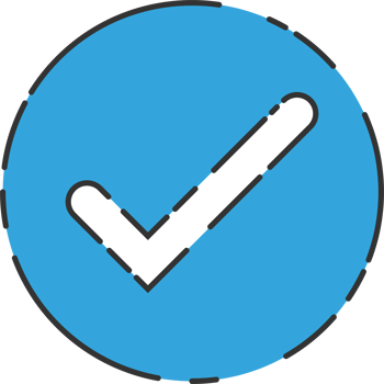Approved check mark icon in flat style png