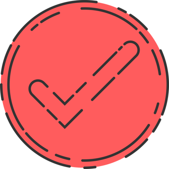 Approved check mark icon in flat style png