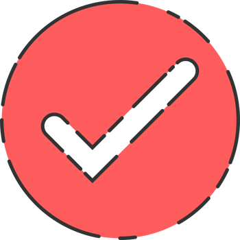 Approved check mark icon in flat style png