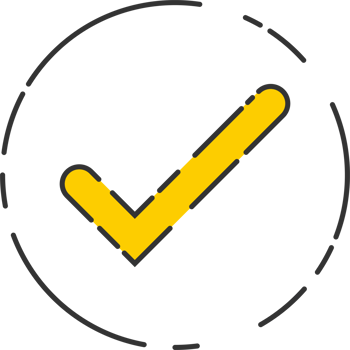Approved check mark icon in flat style png