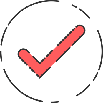 Approved check mark icon in flat style png
