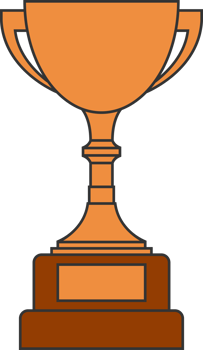 Award trophy goblet. Bronze cup in flat design. png