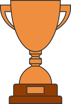Award trophy goblet. Bronze cup in flat design. png