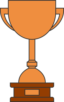 Award trophy goblet. Bronze cup in flat design. png