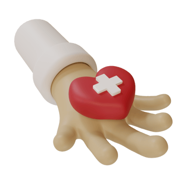 3d rendering of a hand holding a heart icon with a cross symbol. copy space background, banner, card, poster concept of world blood donation day. 3D Render illustration cartoon style. png