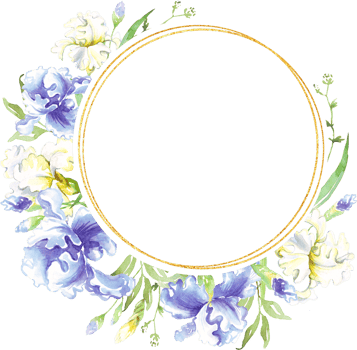 Watercolor iris frame. Hand-painted clipart png